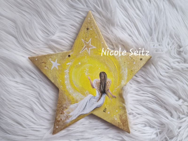 Leinwandbild (Original) * Sternenengel * 20 cm * Weihnachtsengel Sternenkind Wunderengel